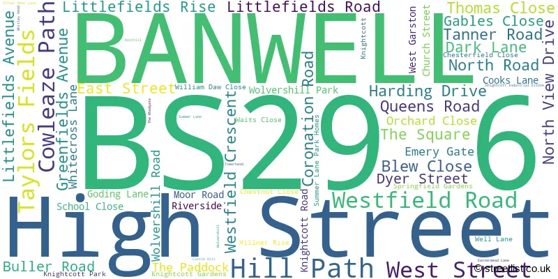 A word cloud for the BS29 6 postcode
